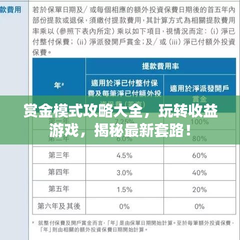 赏金模式攻略大全，玩转收益游戏，揭秘最新套路！
