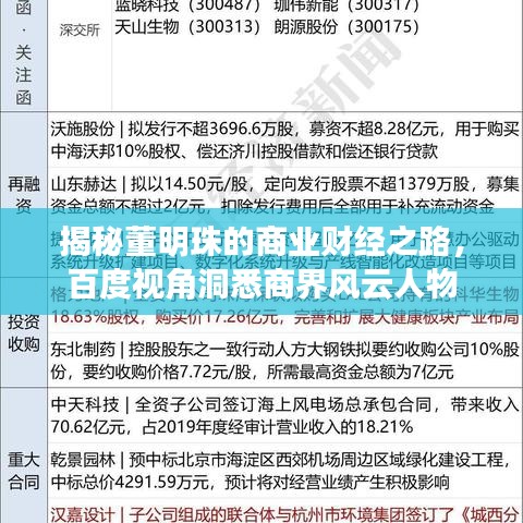 揭秘董明珠的商业财经之路，百度视角洞悉商界风云人物