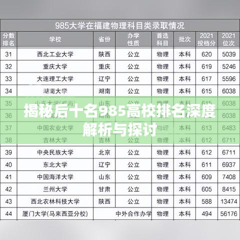 揭秘后十名985高校排名深度解析与探讨