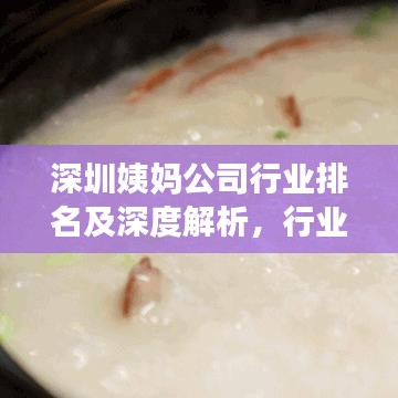 深圳姨妈公司行业排名及深度解析，行业现状与发展趋势展望