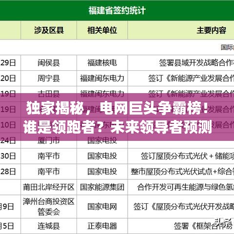 独家揭秘，电网巨头争霸榜！谁是领跑者？未来领导者预测！