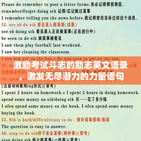 激励考试斗志的励志英文语录，激发无尽潜力的力量语句