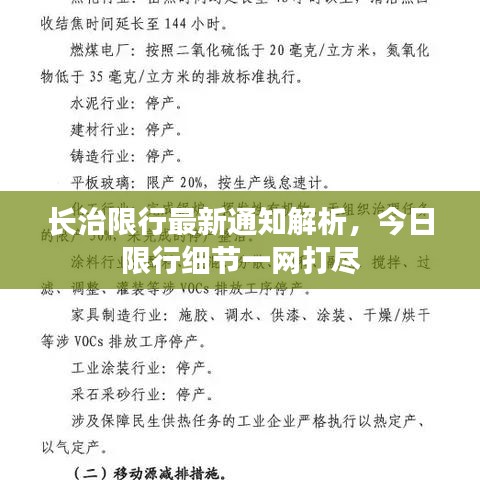 长治限行最新通知解析，今日限行细节一网打尽